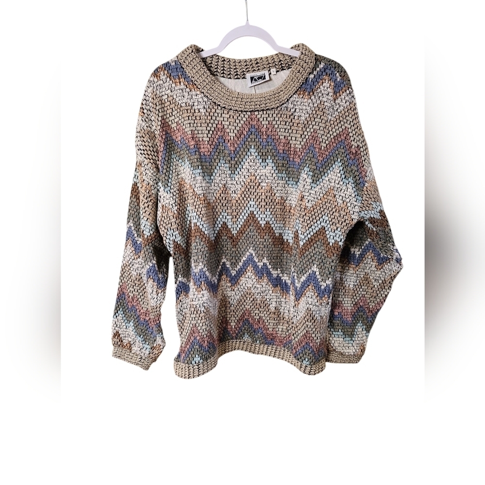Vintage Allen Wah chevron print knitch sweater large